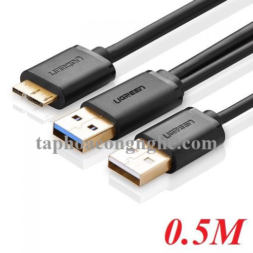 Ugreen 10898 0.5M màu Đen Cáp USB 3.0 sang MICRO USB 3.0 cho ổ cứng hỗ trợ nguồn US140 30010898